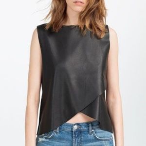 Faux Leather Double Layer Top